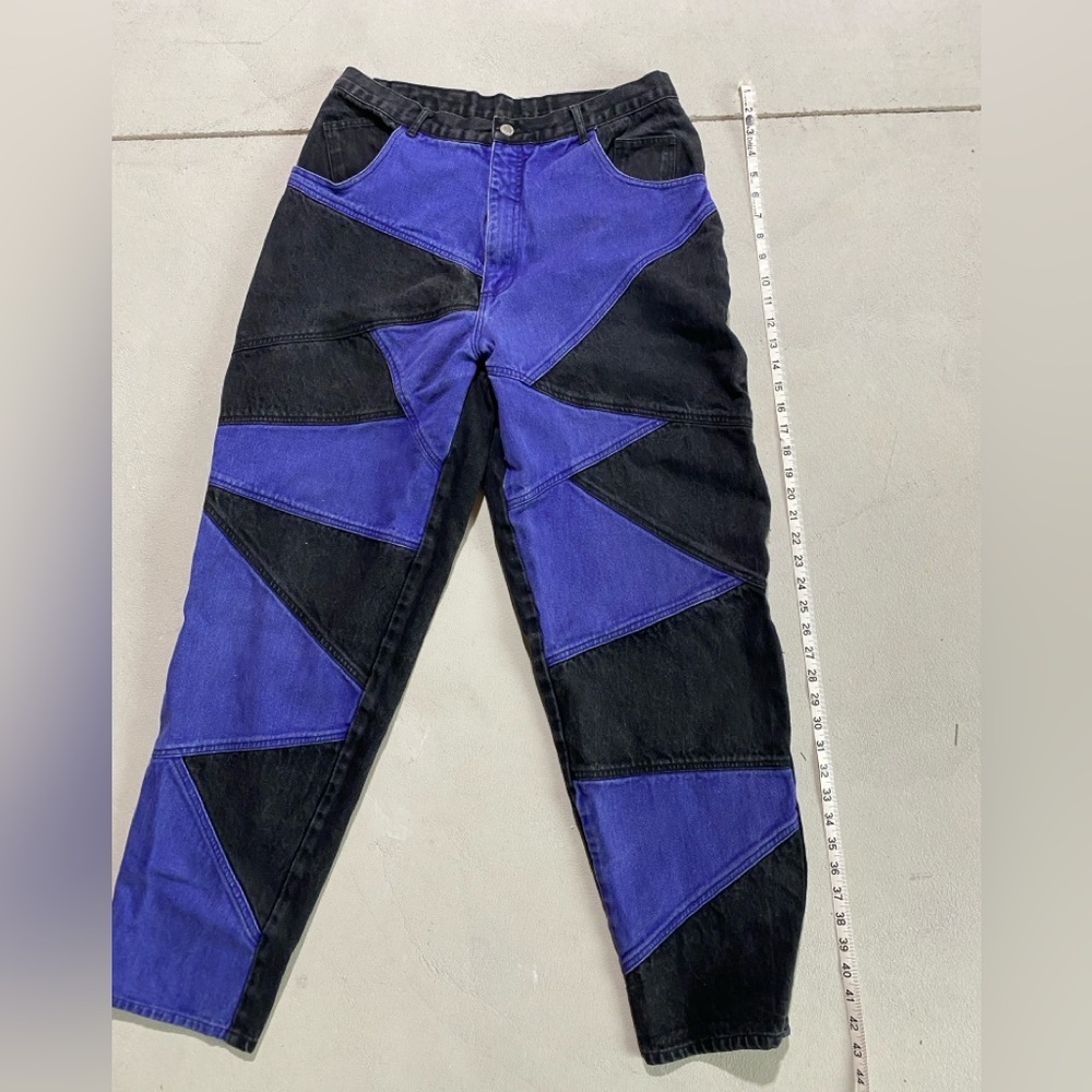 Black and Purple Geometric Pattern Jeans